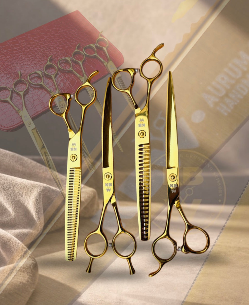 ‘KBW Aurum Serrata 7.5” Ensemble et portfolio de ciseaux (GAUCHER)